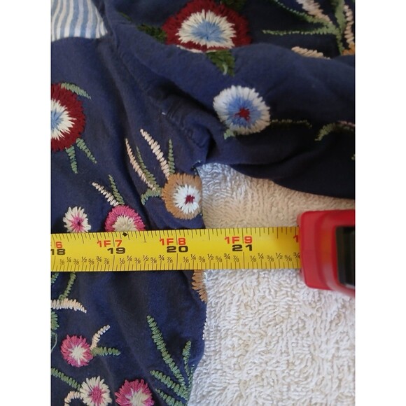 Chicos Women Boho Patchwork Embroidered Tunic Top Size 2 (M) Blue Long Sleeve - Picture 12 of 15